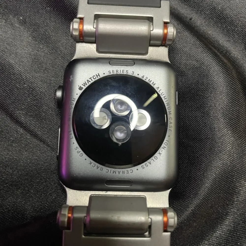 Apple Watch Series 3 42mm Stainless Steel Black Band & Case GPS Cellular - Good